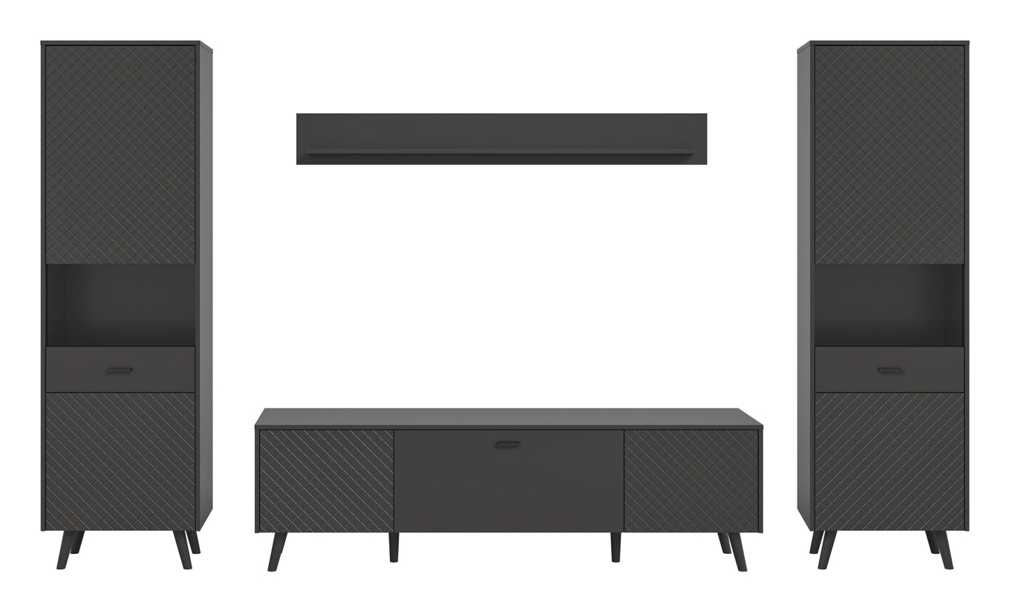 Ensemble mural LINEA (L/H/P : env. 331/195/40 cm) en gris/gris mat
