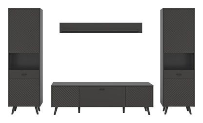 Ensemble mural LINEA (L/H/P : env. 331/195/40 cm) en gris/gris mat