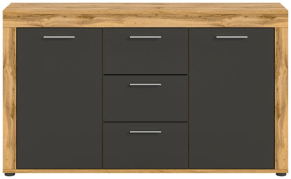 Homes & Jones Sideboard 125 cm breit mit 3 Schubladen, Mehrzweckschrank