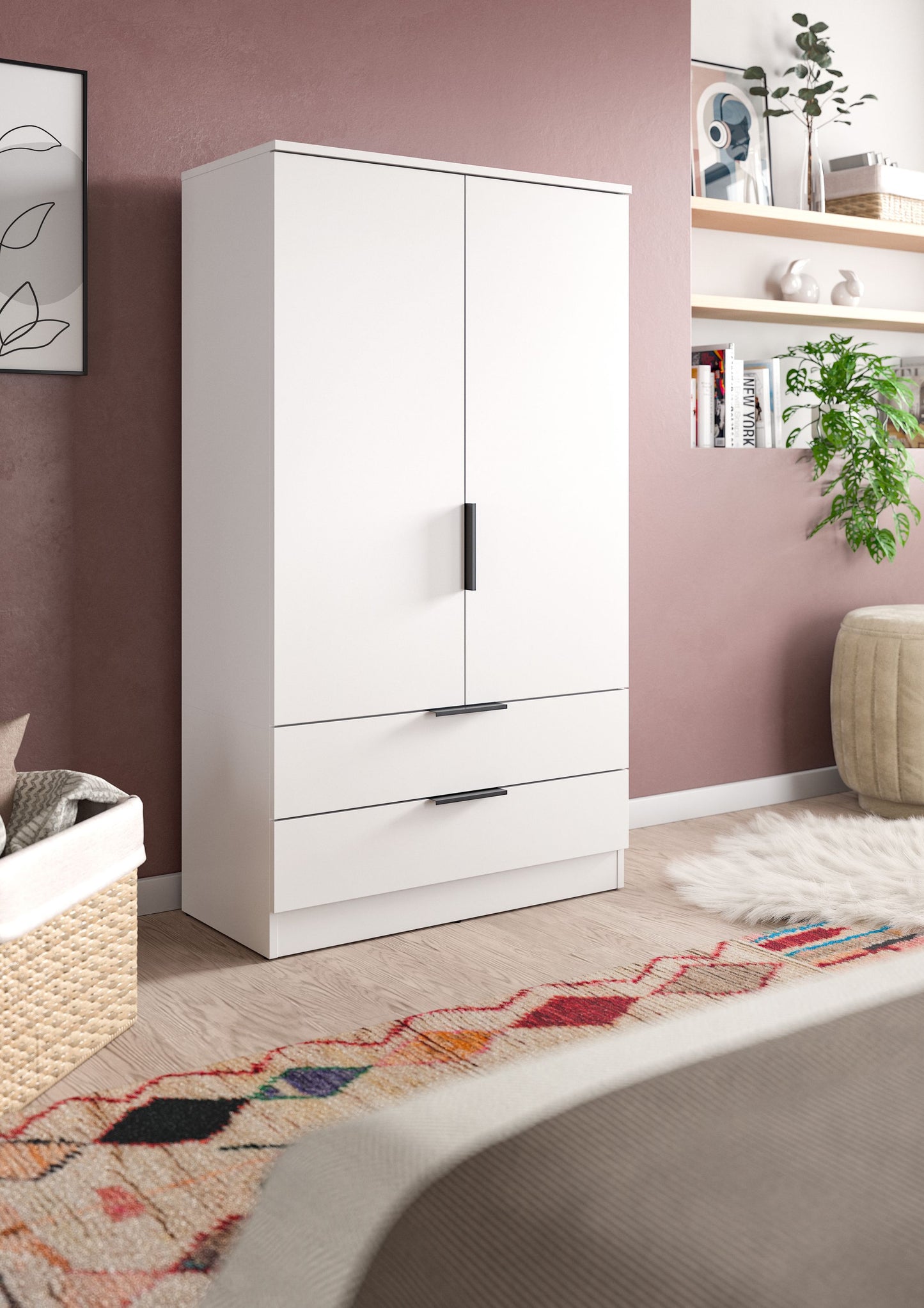 Homes & Jones Kleiderschrank 80 cm, Jugendzimmerschrank mit Schubladen