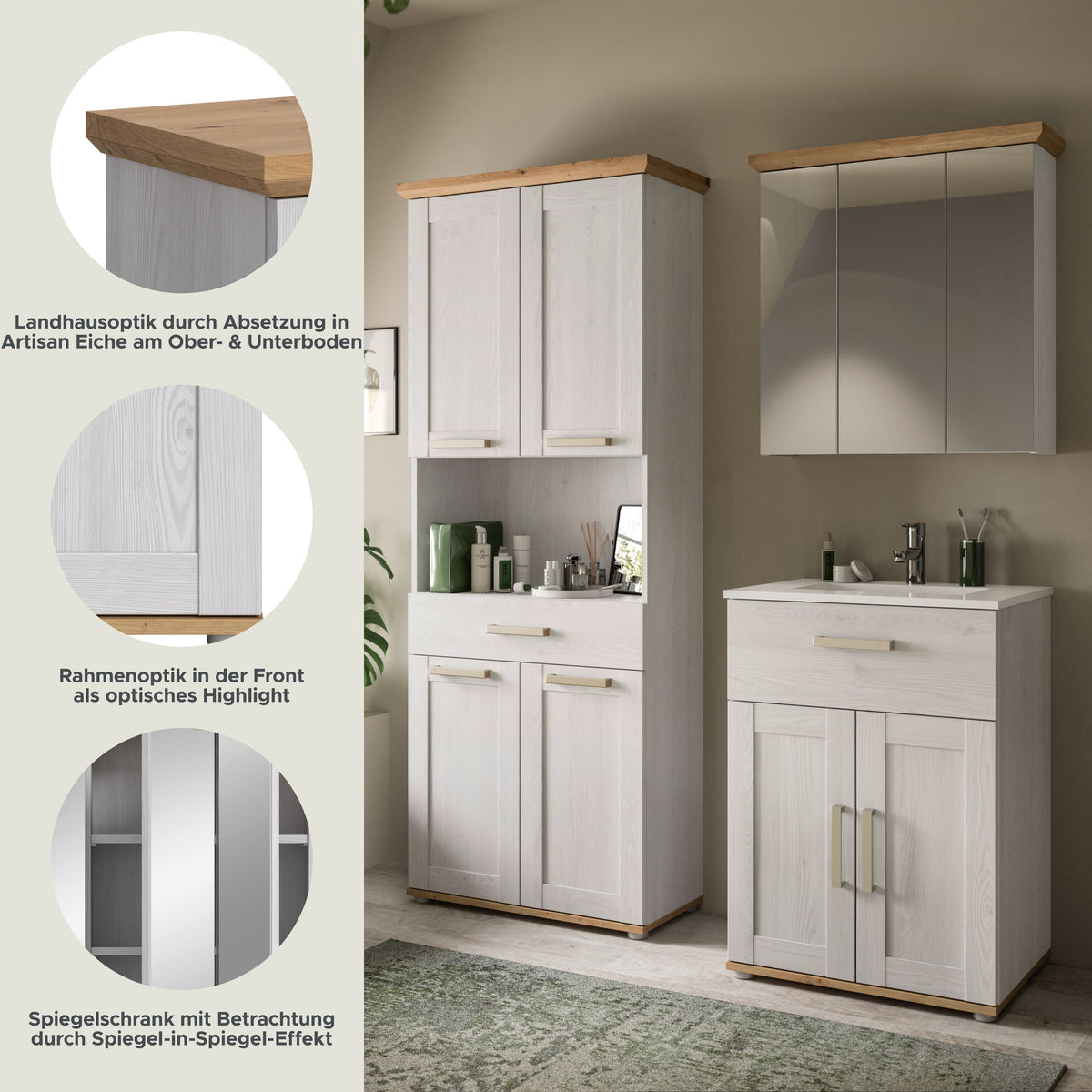 Bathroom Set VERONA (W/H/D: approx. 149/187/45 cm) in Sibiu Larch Reproduction/Sibiu Larch Reproduction