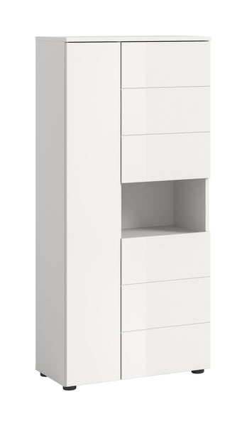 Standschrank VIRA (B/H/T: ca. 60/133/34 cm) in weiß/weiß hochglanz