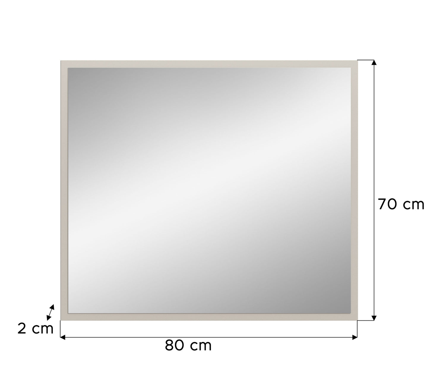 Miroir SLIDE (L/H/P : env. 80/70/2 cm) en cachemire/surface miroir