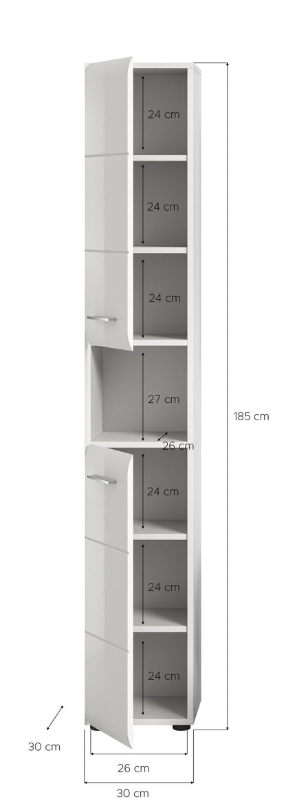 Homes & Jones Badhochschrank schmal 30 cm breit, Badschrank, Badmöbel