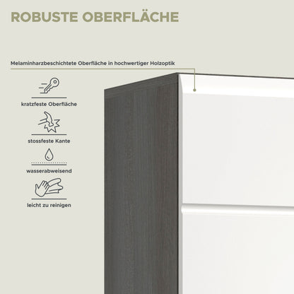 Garderobenschrank mit Spiegel, robuste melaminharzbeschichtete Oberfläche: kratzfest, wasserabweisend