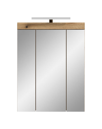 Armoire de toilette avec éclairage SCOUT (L/H/P : env. 60/79/18 cm) en imitation chêne Evoak/verre miroir