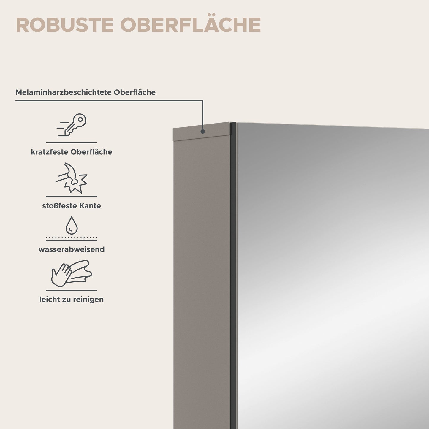 Armoire de toilette MONE (L/H/P : env. 60/55/17 cm) en Cachemire/Cachemire