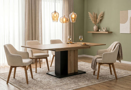Molina Esstisch  (B/H/T: 150x76x90 cm) in Evoke Oak Nachbildung und Basalt grau