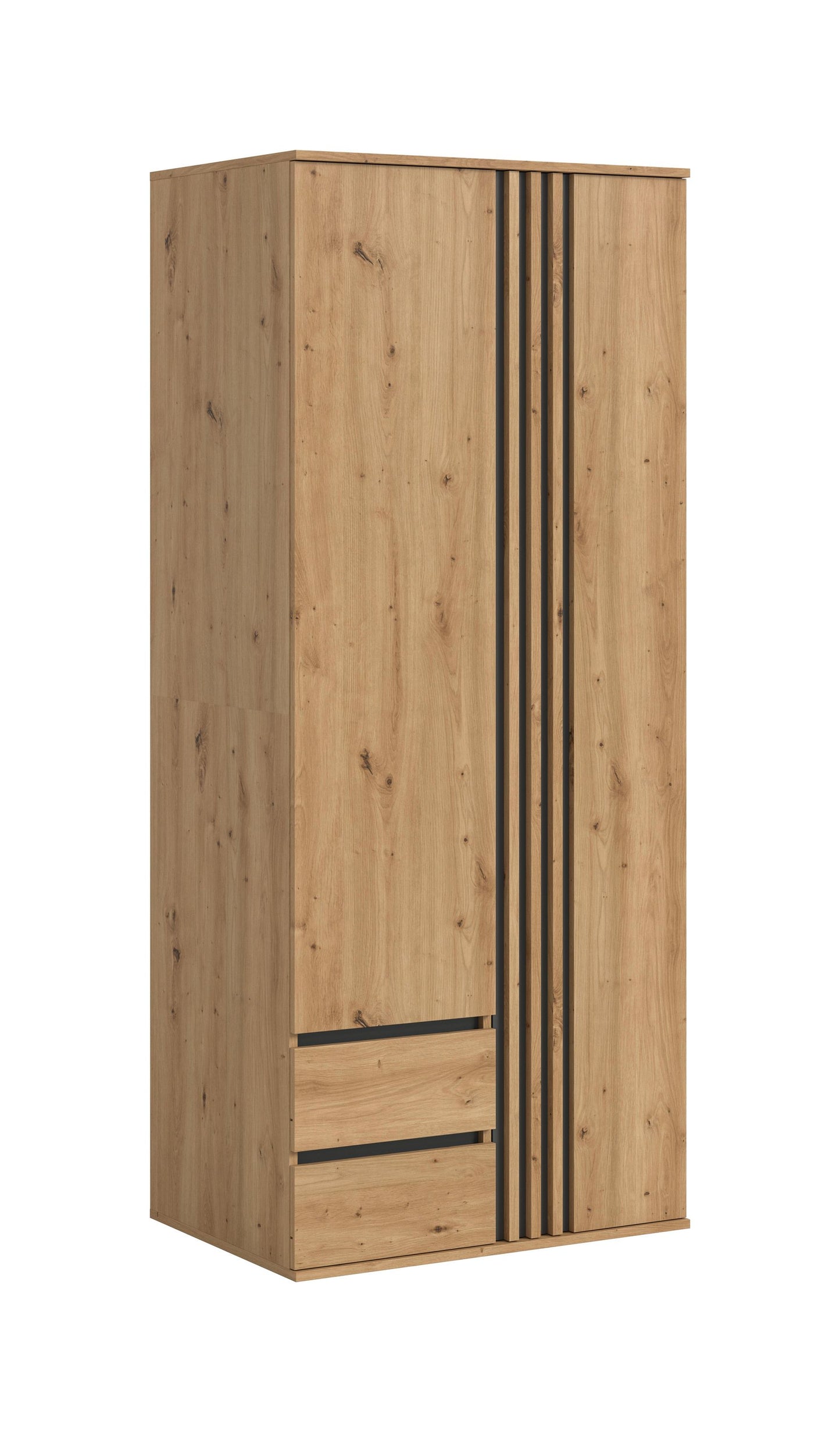 Homes & Jones Kleiderschrank 80 cm breit 2-türig, Schlafzimmerschrank