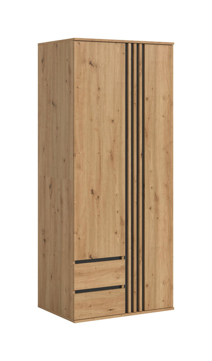 Homes & Jones Kleiderschrank 80 cm breit 2-türig, Schlafzimmerschrank