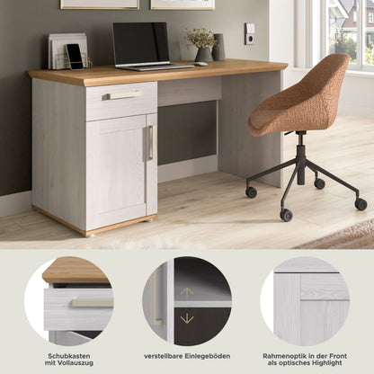 VERONA Desk (W/H/D: approx. 134/75/62 cm) in Sibiu Larch replica/Sibiu Larch replica