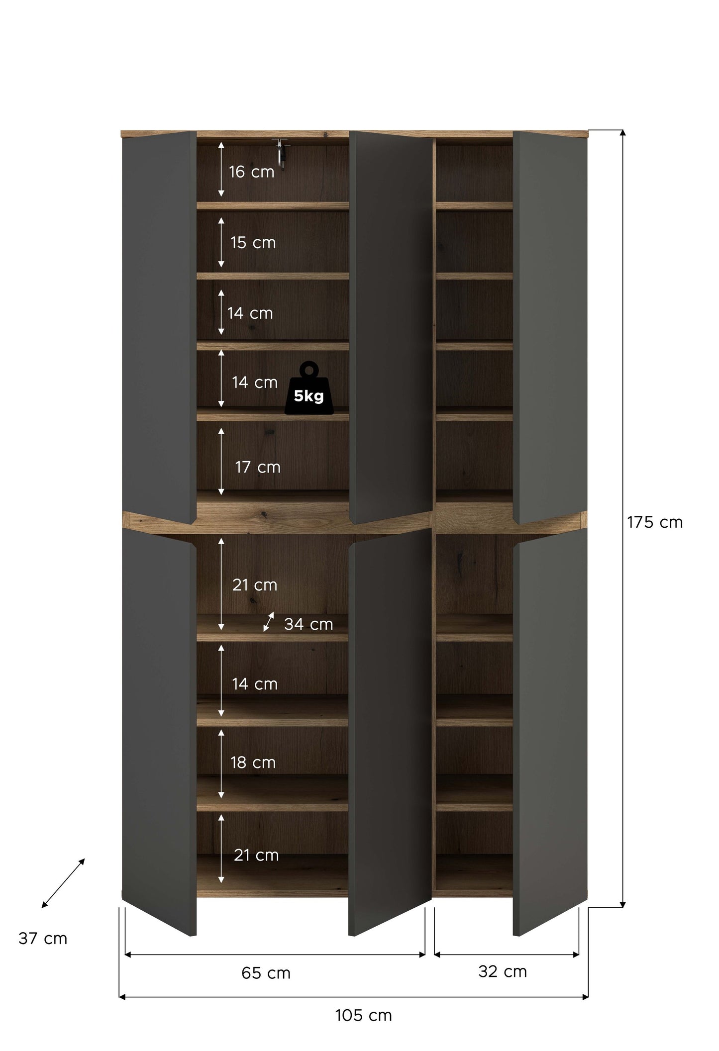 Homes & Jones Universalschrank 105 cm breit,  Mehrzweckschrank, Garderobe, Diele