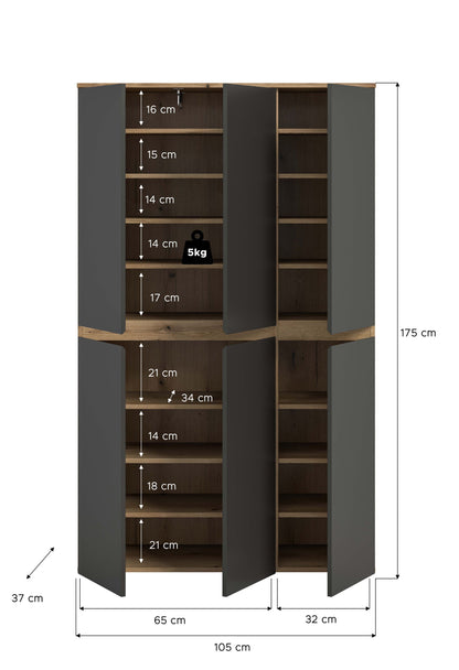 Homes & Jones Universalschrank 105 cm breit,  Mehrzweckschrank, Garderobe, Diele