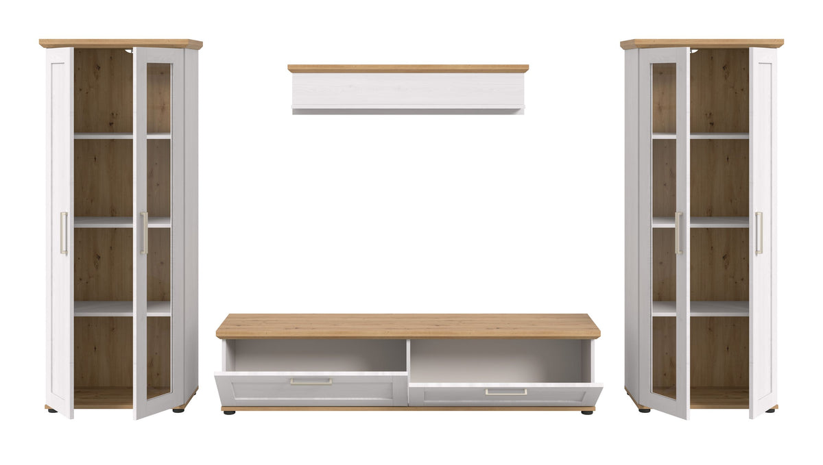 VERONA wall unit (W/H/D: approx. 316/161/40 cm) in Sibiu Larch reproduction/Sibiu Larch reproduction