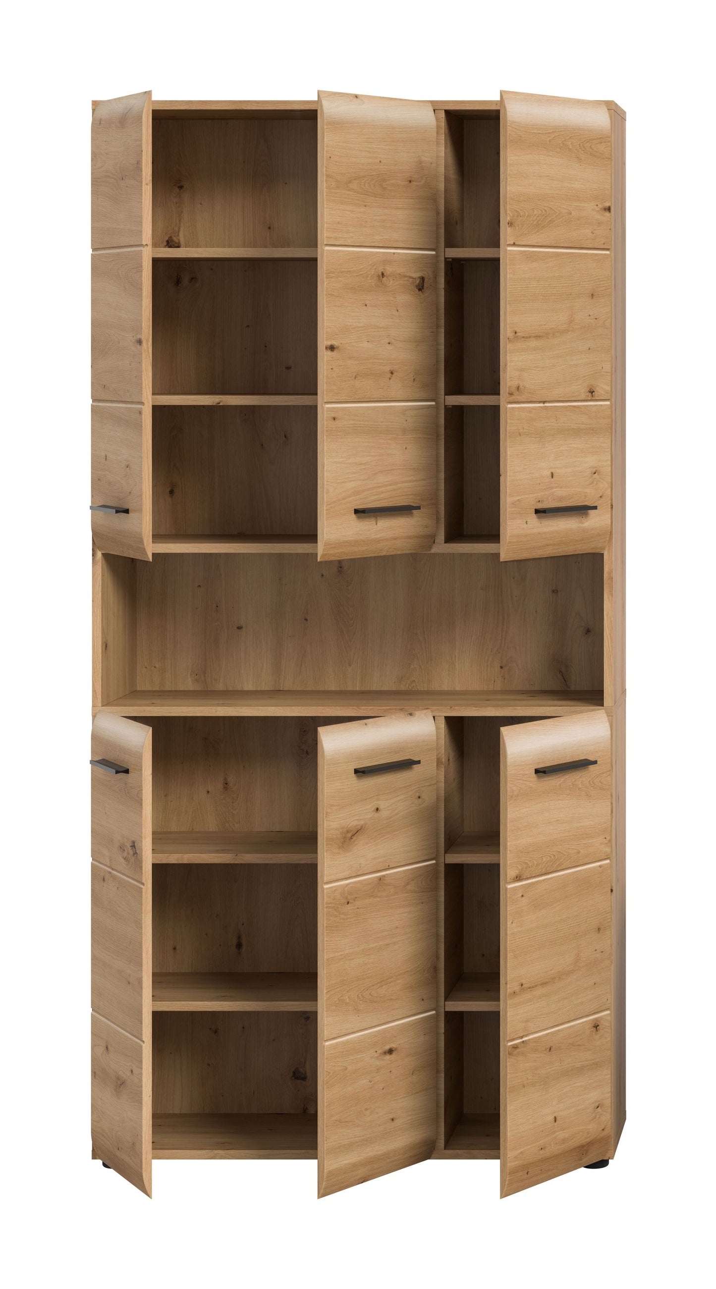 Meuble de rangement polyvalent ICE (L/H/P : env. 90/185/30 cm) en imitation chêne Nox/noir mat