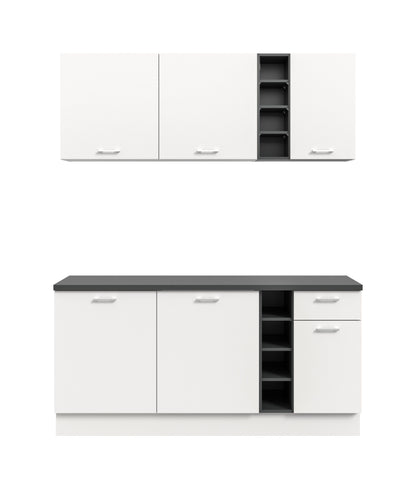 Küchenzeile (ohne E-Geräte) (B/H/T 180x211x60 cm) in Weiß