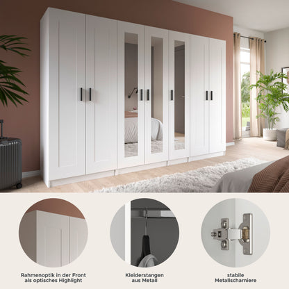 Homes & Jones Kleiderschrank weiß 3-tlg., Schlafzimmerschränke 280 cm breit