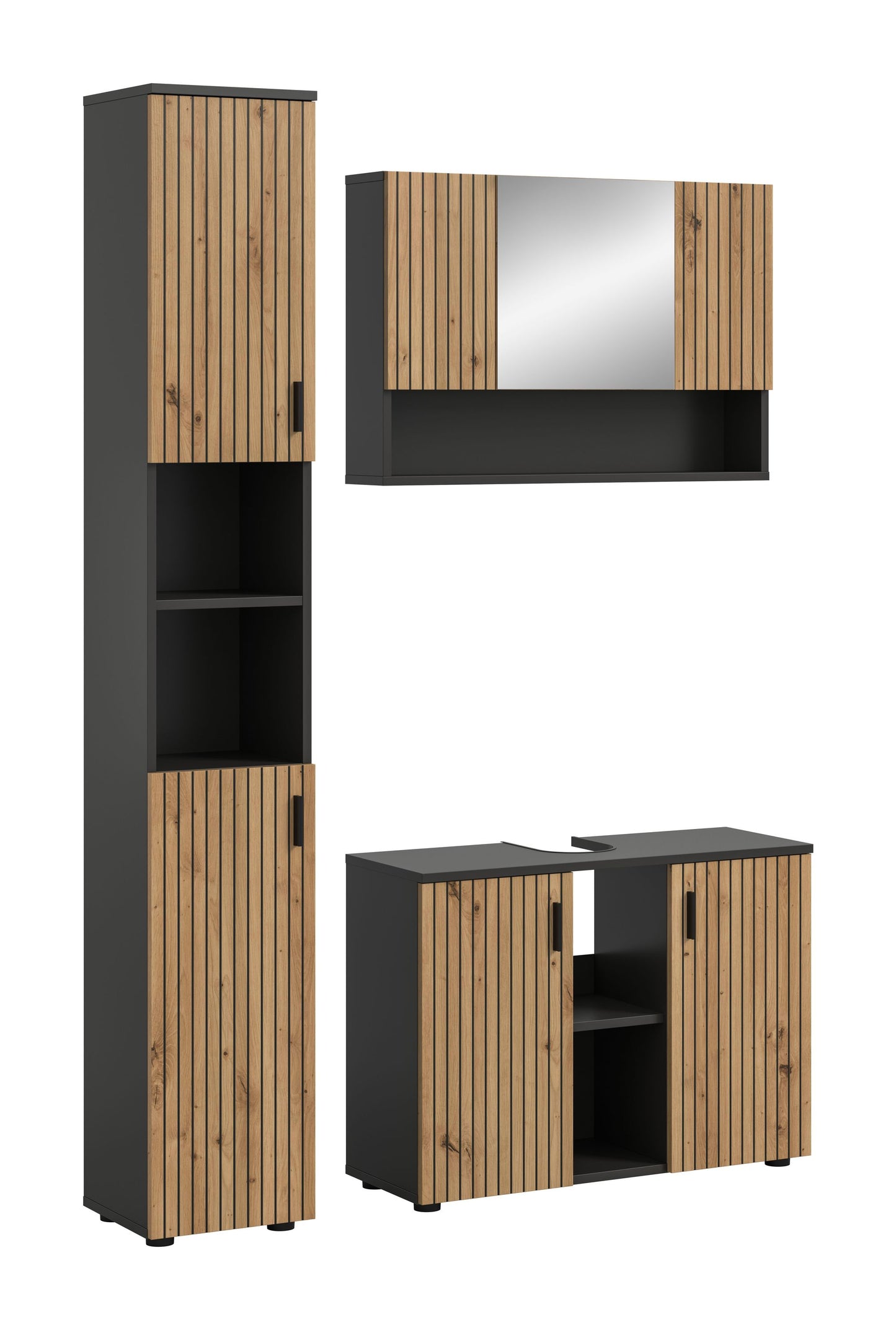 Homes & Jones Badezimmermöbel Set 3-tlg. Badmöbelset mit Badspiegelschrank