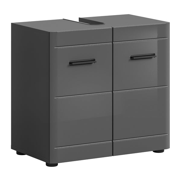 Waschbeckenunterschrank SOFT (B/H/T: ca. 60/56/34 cm) in grau/grau hochglanz