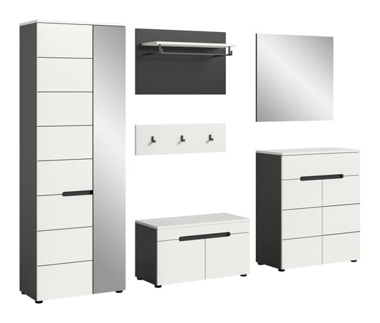 Hallway Furniture Set CANU (W/H/D: approx. 255/190/37 cm) in Basalt Grey/Smoke Green