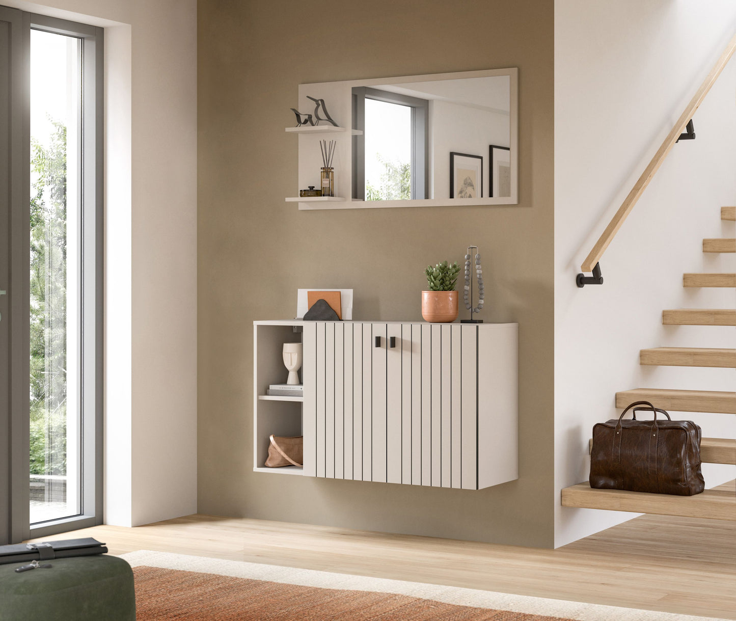 Homes & Jones Garderobenschrank 106 cm breit hängend, Dielenschrank, Flurmöbel
