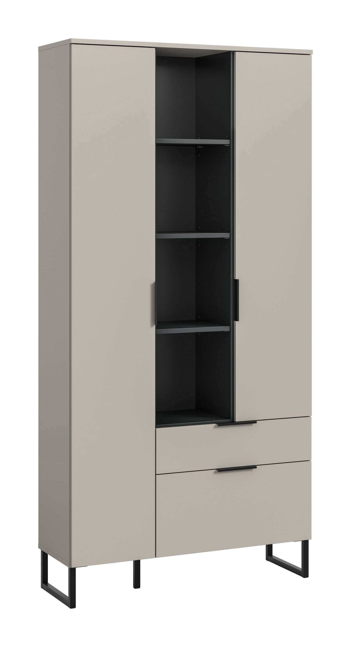Homes & Jones Wohnzimmerhochschrank, Vitrinenschrank-Highboard Kaschmirfarben