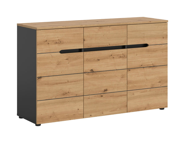 Kommode CANU (B/H/T: ca. 130/81/41 cm) in Basalt grau/Artisan Nachbildung