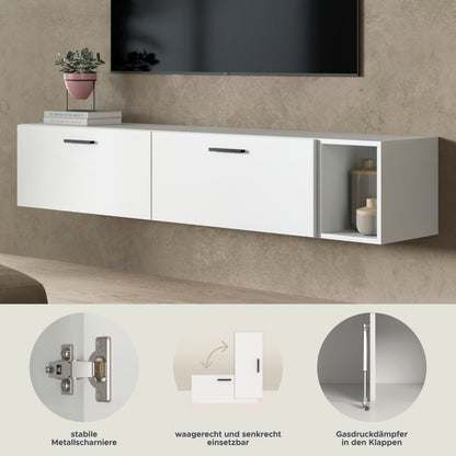 Meuble TV mural THE ONE (l/h/p : env. 75/34/34 cm) en imitation chêne Artisan/vert fumé