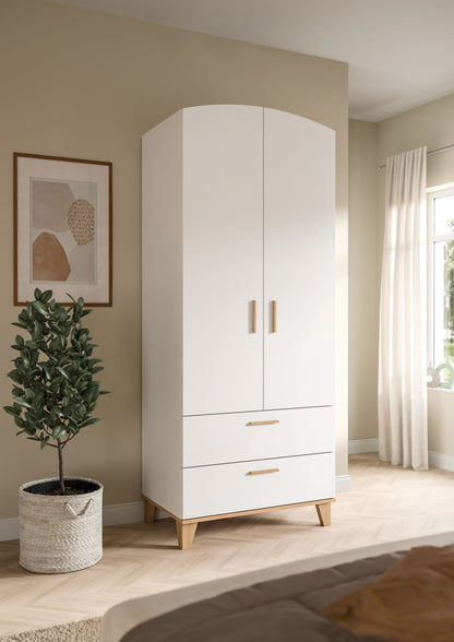 Armoire 2 portes STELLA (L/H/P : env. 81/198/51 cm) en blanc/blanc