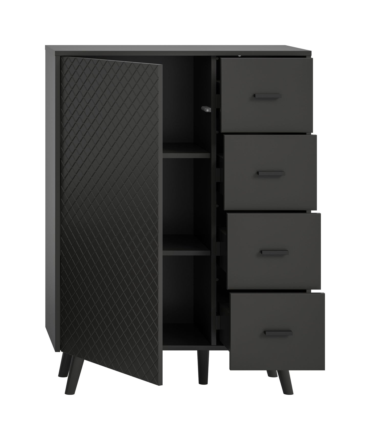Commode LINEA (L/H/P : env. 84/114/37 cm) en gris/gris mat