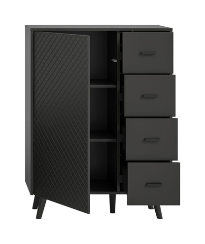 Commode LINEA (L/H/P : env. 84/114/37 cm) en gris/gris mat
