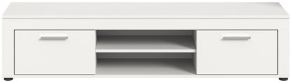 Meuble TV bas JAM (L/H/P : env. 160/37/40 cm) en imitation chêne Wotan/gris