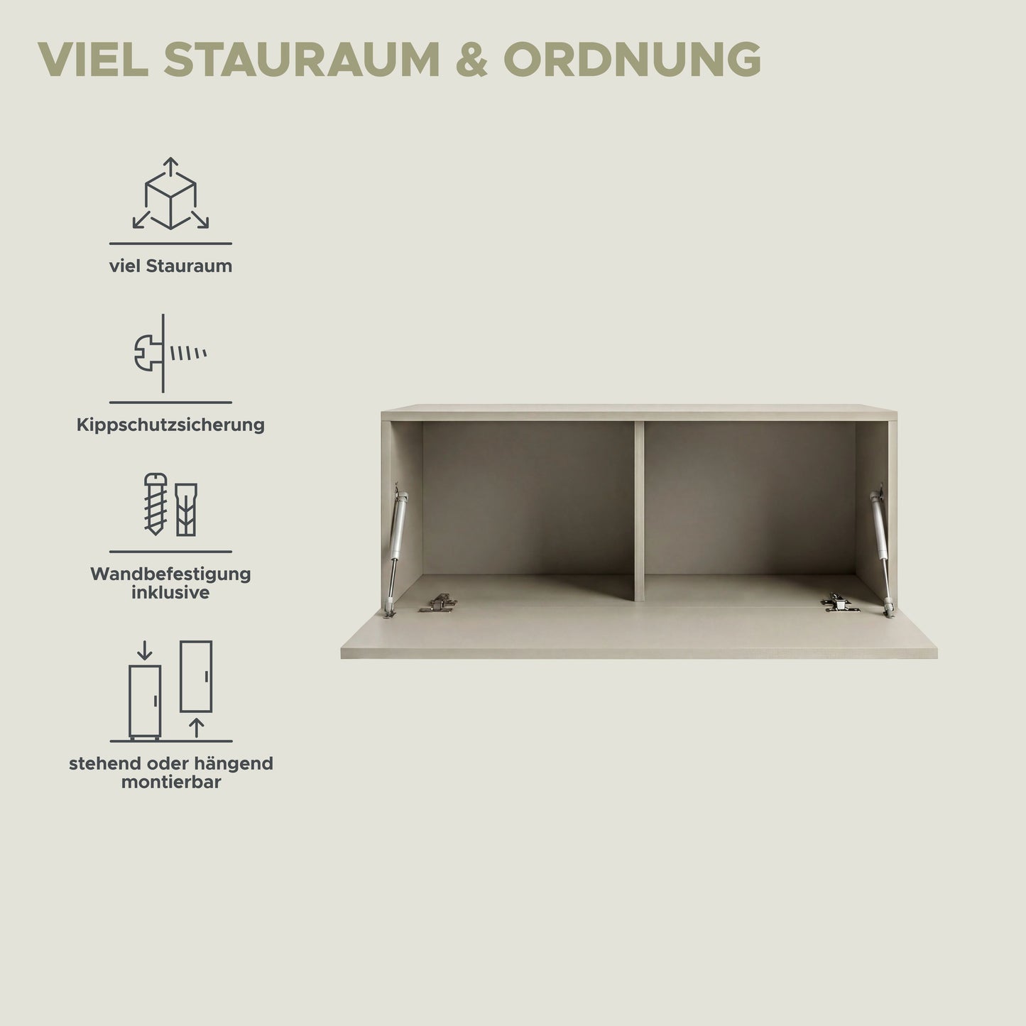 Beach Lowboard stehend  (B/H/T: 135x36x34 cm) in Kaschmir