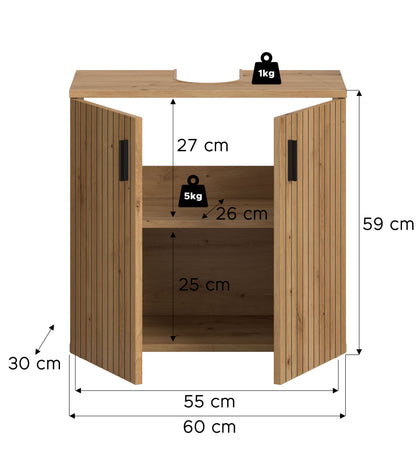 Meuble sous-lavabo MONE (L/H/P : env. 60/59/30 cm) en cachemire/cachemire