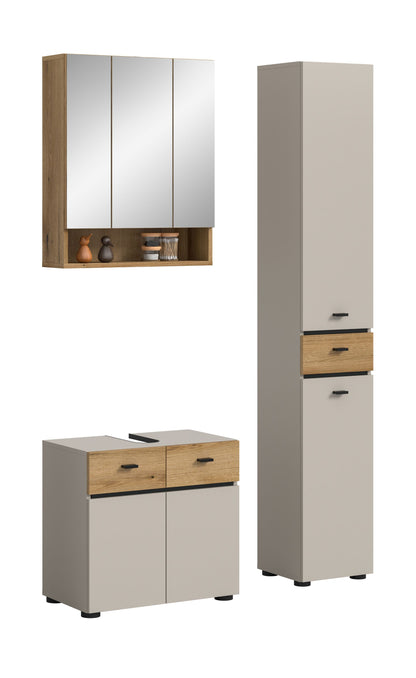 Ensemble de salle de bain AQUA (L/H/P : env. 107/191/35 cm) en cachemire/cachemire
