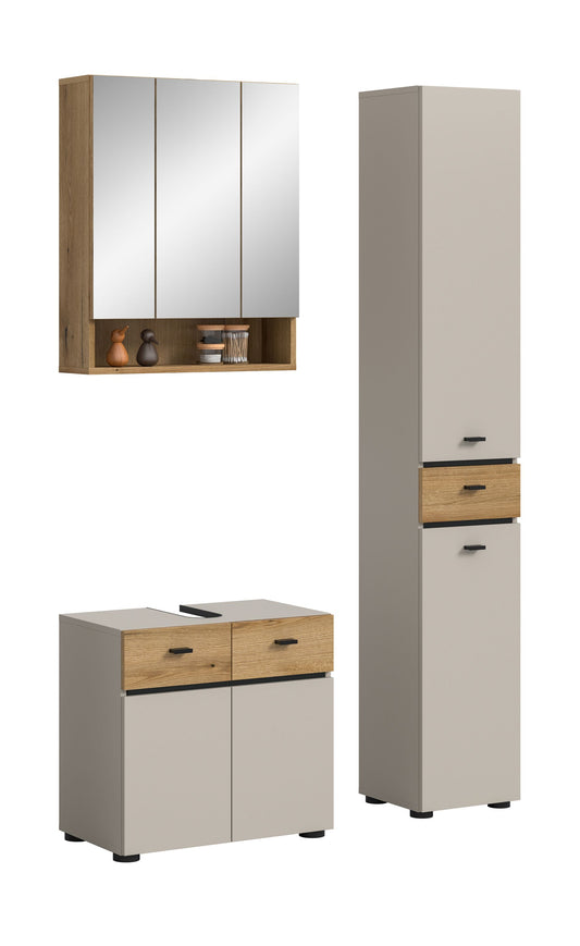 Ensemble de salle de bain AQUA (L/H/P : env. 107/191/35 cm) en cachemire/cachemire