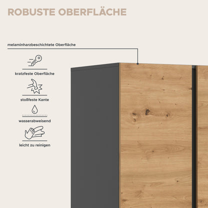 Wardrobe combination ANGA (W/H/D: approx. 160/180/51 cm) in anthracite/Artisan oak replica