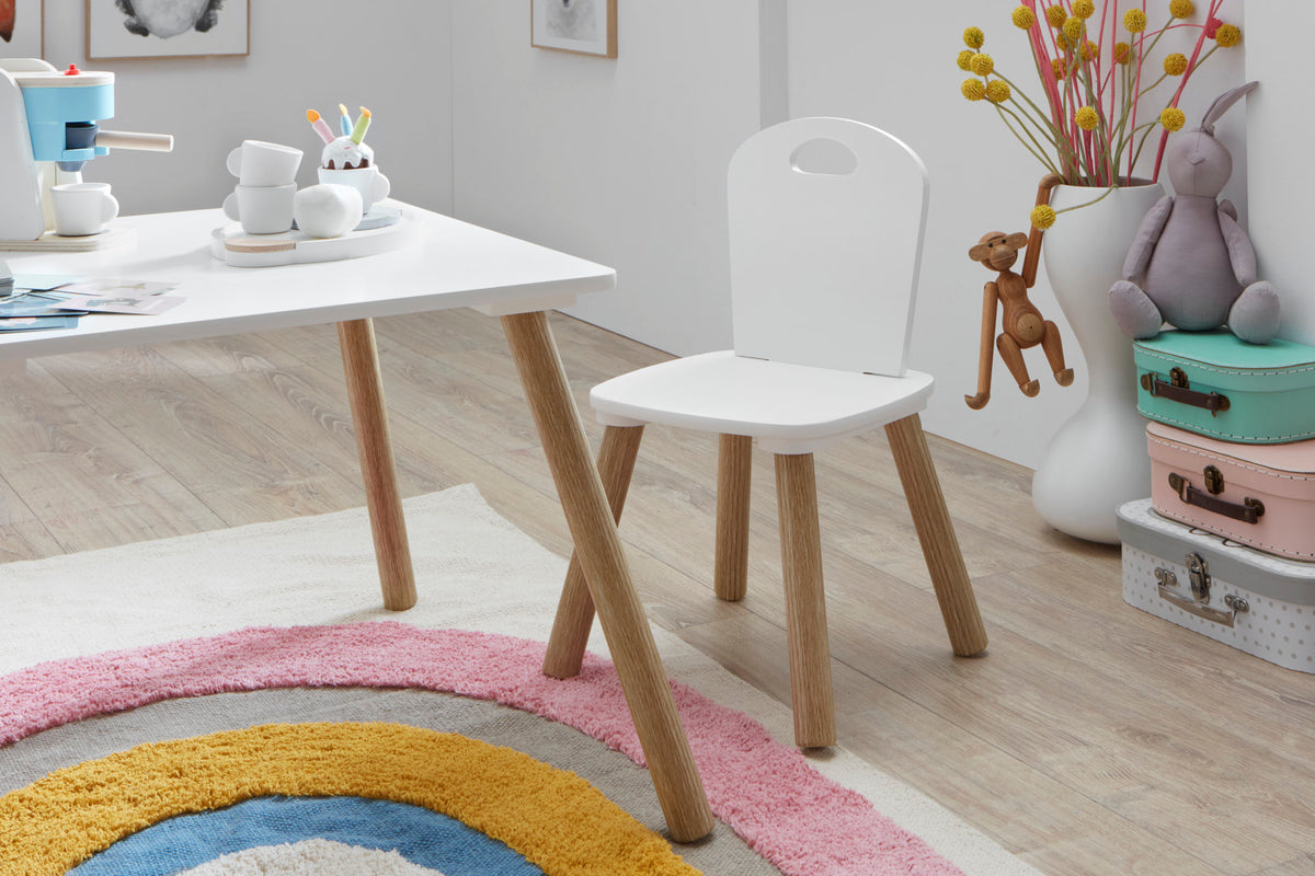 Homes & Jones Kindersitzgruppe Lea 3-teilig, Massivholz Weiß/Natur