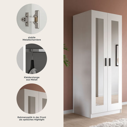 Homes & Jones Kleiderschrank weiß 80 cm breit 2-türig, Schlafzimmerschrank