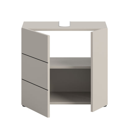 Waschbeckenunterschrank 60 cm breit, offen, mit zwei Schubladen und mittlerem Fach