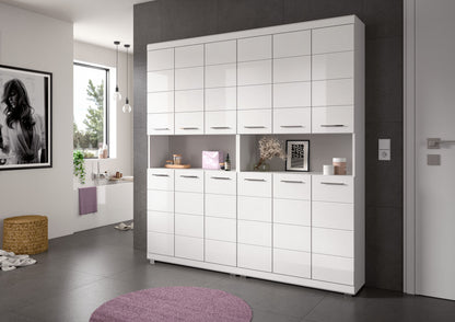 Scout Hochschrank breit  (B/H/T: 90x191x31 cm) in Weiß hochglanz und Weiß
