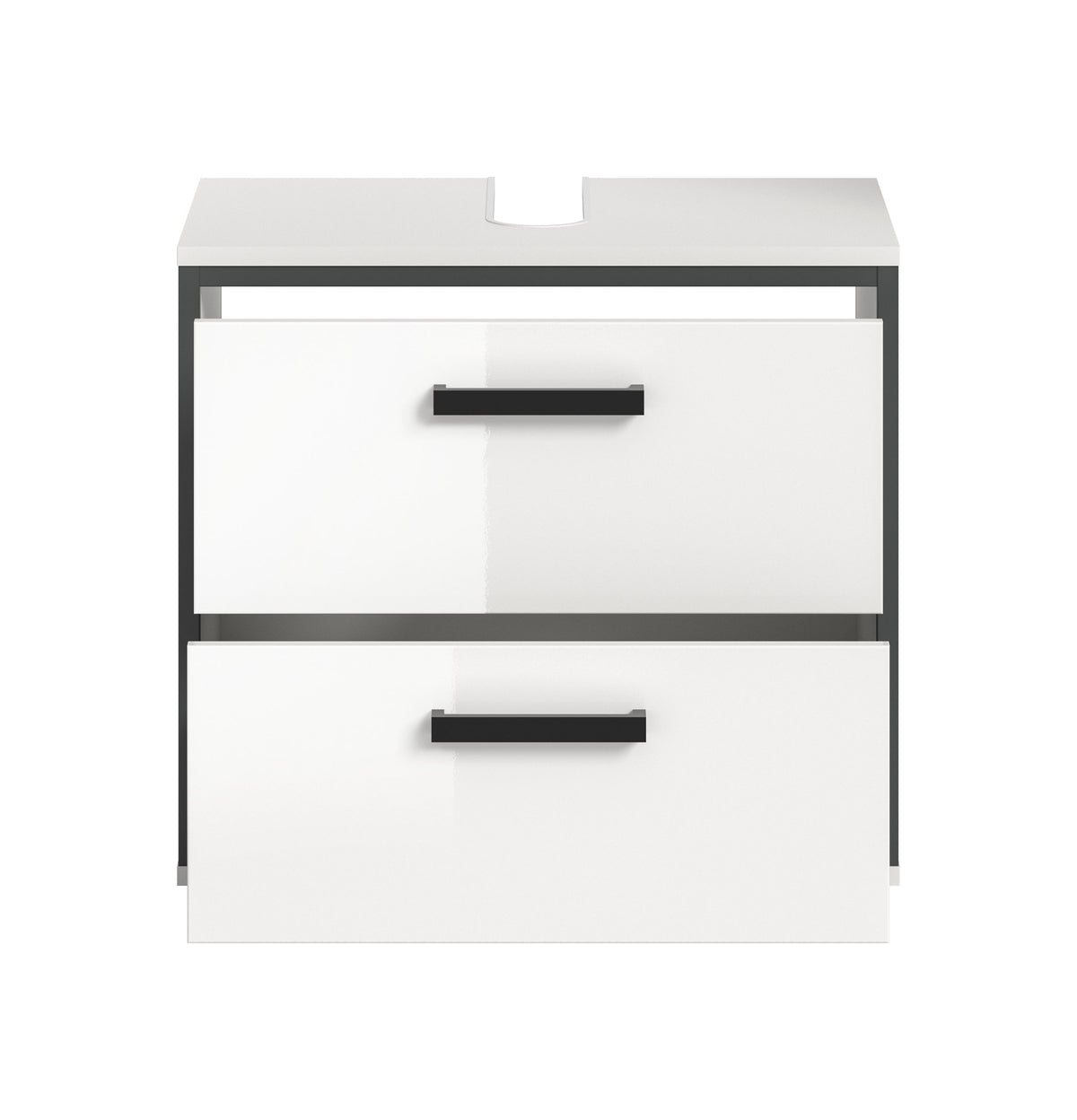 Vanity unit KOJAK (W/H/D: approx. 60/55/37 cm) in white/white high gloss