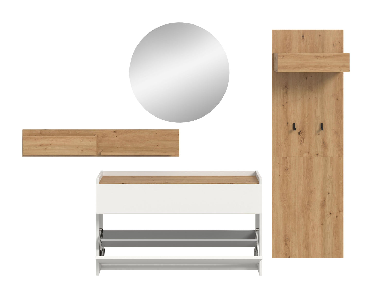 Homes & Jones Garderobe 4-tlg., Garderobenkomplettset, Dielenmöbel-Flurmöbel