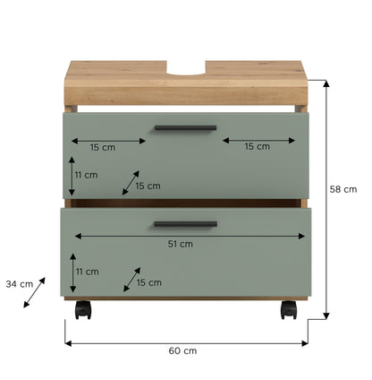 Homes & Jones Waschbeckenunterschrank auf Rollen, Schrank easy to handle