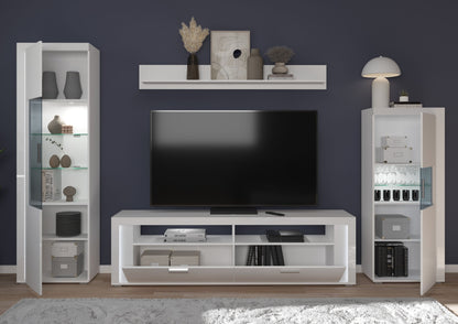 Homes & Jones Wohnwand 4-tlg. inkl. Beleuchtung weiß Hochglanz, TV bis 70 Zoll