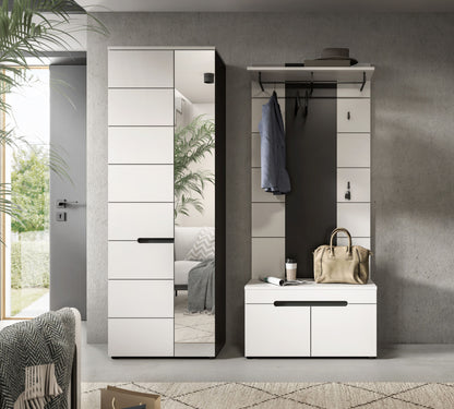 Homes & Jones Garderobenset 3-tlg., 1x Paneel, Sitzbank, Schrank mit Spiegel