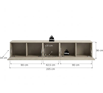 Beach Lowboard stehend  (B/H/T: 225x36x34 cm) in Kaschmir