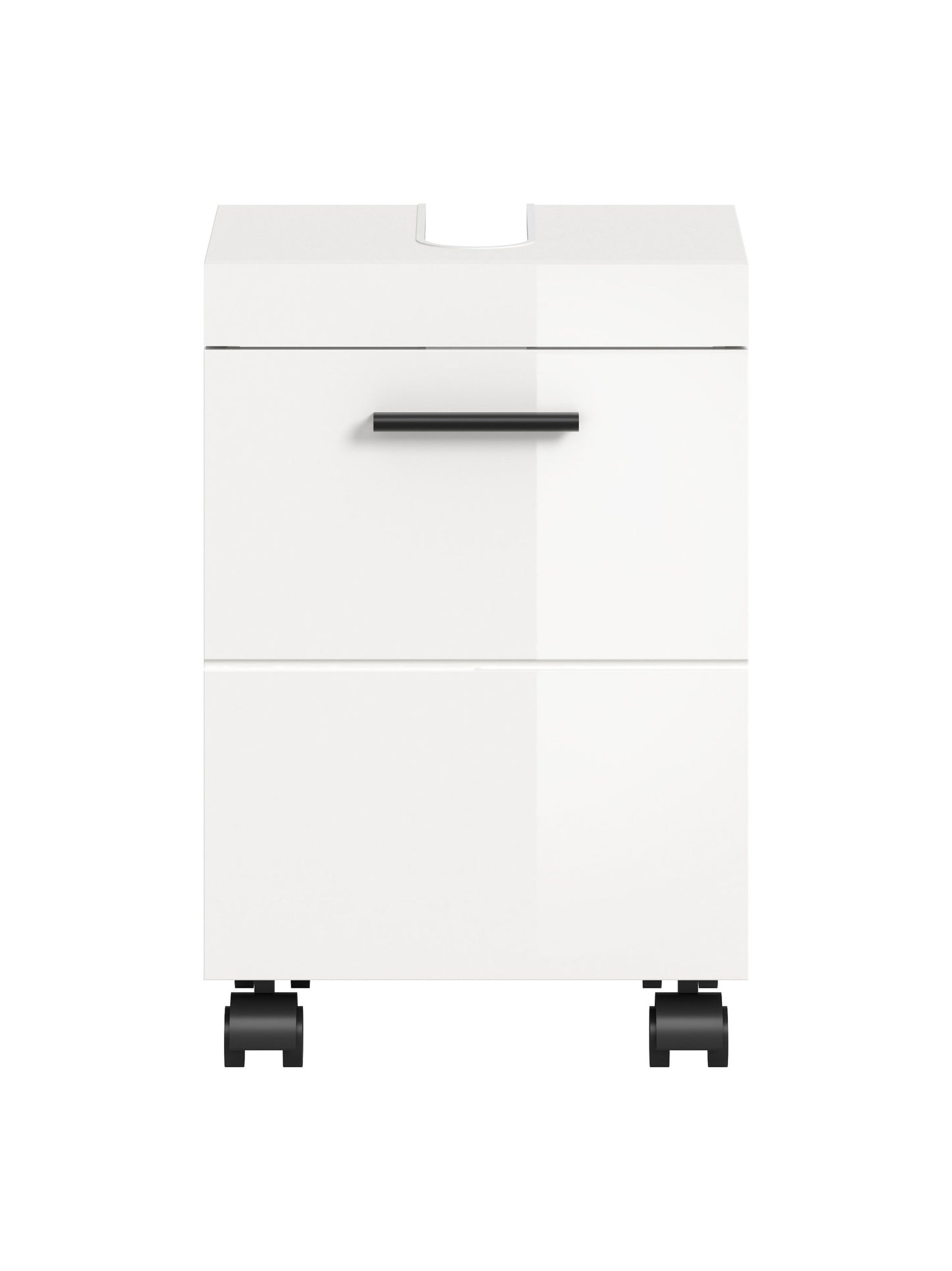 Meuble sous-lavabo à roulettes NOVA (L/H/P : env. 40/58/30 cm) en blanc/blanc brillant