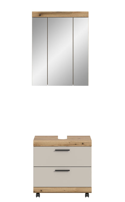 Meuble de salle de bain à roulettes SCOUT (l/H/P : env. 60/191/34 cm) en imitation chêne Evoke/-