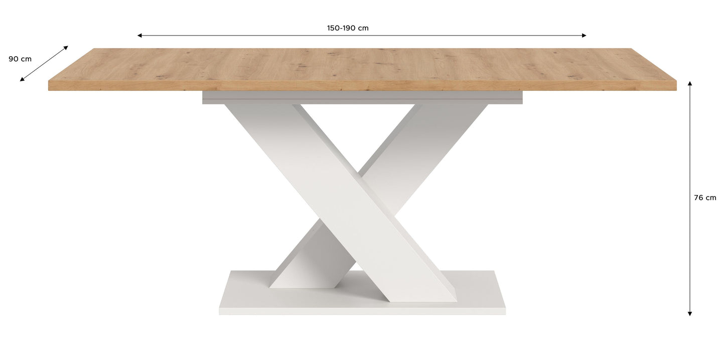 Table de salle à manger MOTION (L/H/P : env. 150/76/90 cm) en blanc/cachemire